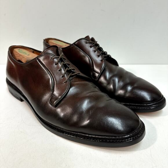 FULLY RESOLED Alden 990 Plain Toe Blucher Shell Cordovan Brown Color 8 USA 11.5 - Picture 3 of 13